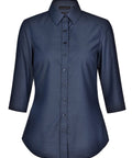 Ladies Dot Jacquard Stretch 3/4 Sleeve Ascot Shirt M8400Q Casual Wear Winning Spirit Black 6 