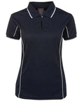 JB'S Podium Women’s Piping Work Polo Shirt 7LPI Casual Wear Jb's Wear Navy/White 8 