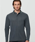 Mens Bamboo Charcoal Eco Fabric Long Sleeve Polo PS89 Casual Wear Winning Spirit   