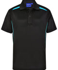 Winning Spirit Kid's Sustainable Poly/Cotton Polo Shirt PS93K Casual Wear Winning Spirit Black/Aqua 4K 