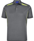 Winning Spirit Men's Sustainable Poly-Cotton Contrast Polo PS93 Casual Wear Winning Spirit Ash/Lime XS 