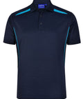 Winning Spirit Men's Sustainable Poly-Cotton Contrast Polo Shirt PS93 Casual Wear Winning Spirit Navy/Aqua XS 