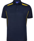 Winning Spirit Men's Sustainable Poly-Cotton Contrast Polo Shirt PS93 Casual Wear Winning Spirit Navy/Gold XS 