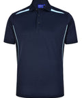 Winning Spirit Men's Sustainable Poly-Cotton Contrast Polo Shirt PS93 Casual Wear Winning Spirit Navy/Sky XS 