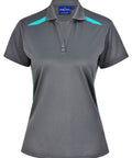 Winning Spirit Women's Sustainable Poly-Cotton Contrast Polo PS94 Casual Wear Winning Spirit Ash/Teal 8 