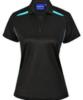 Winning Spirit Women's Sustainable Poly-Cotton Contrast Polo PS94 Casual Wear Winning Spirit Black/Teal 6 