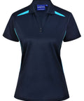 Women's Sustainable Poly/Cotton Contrast Polo Shirt PS94 Casual Wear Winning Spirit Navy/Aqua 6 