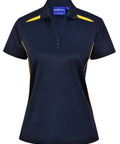 Women's Sustainable Poly/Cotton Contrast Polo Shirt PS94 Casual Wear Winning Spirit Navy/Gold 6 