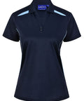 Women's Sustainable Poly/Cotton Contrast Polo Shirt PS94 Casual Wear Winning Spirit Navy/Sky 6 