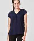 Biz Corporate's Kayla V-Neck Pleat Blouse RB967LS Biz Corporates