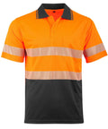 Unisex Cool Dry Segmented Tapes Hi Vis Short Sleeve Polo Shirt SW85 Work Wear Australian Industrial Wear Orange/Charcoal 2XS 