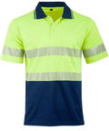 Unisex Cool Dry Segmented Tapes Hi Vis Short Sleeve Polo Shirt SW85 Work Wear Australian Industrial Wear Yellow/Navy 2XS 