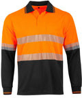 Unisex Cool Dry Segmented Tapes Hi Vis Long Sleeve Polo Shirt SW86 Work Wear Australian Industrial Wear Orange/Charcoal 2XS 