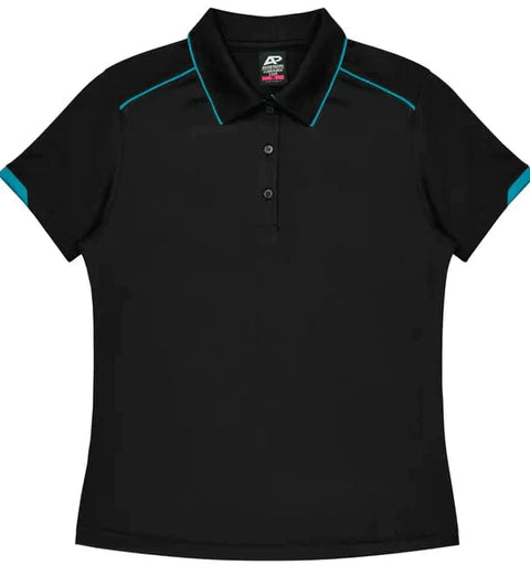 Aussie Pacific Currumbin Lady Polo Shirt 2320  Aussie Pacific BLACK/CYAN 6 