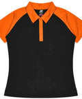 Aussie Pacific Manly Lady Polos 2318  Aussie Pacific BLACK/ELECTRIC ORANGE 6 