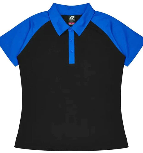 Aussie Pacific Manly Lady Polos 2318  Aussie Pacific BLACK/ELECTRIC ROYAL 6 