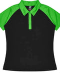 Aussie Pacific Manly Lady Polos 2318  Aussie Pacific BLACK/KAWA GREEN 6 