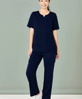 Biz Care Womens Tailored Fit Round Neck Scrub Top CST942LS - Simply Scrubs Australia