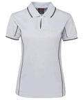 JB'S Podium Women’s Piping Work Polo Shirt 7LPI Casual Wear Jb's Wear White/Grey 8 