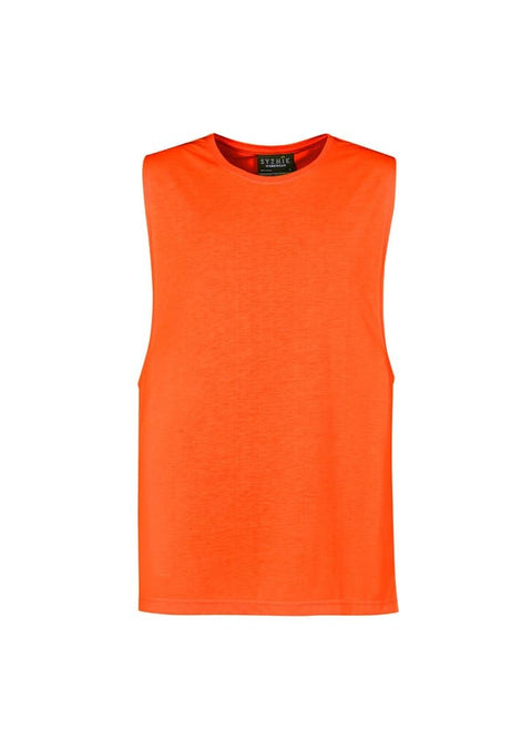 Mens His Vis Sleeveless Tee ZH297 Work Wear Syzmik Orange XXS 