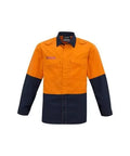 Mens Hi Vis Spliced Shirt FR HRC1 ZW138 Work Wear Syzmik XXS Orange/Navy 