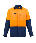 SYZMIK mens hi vis outdoor long sleeve shirt ZW468 Work Wear Syzmik Orange/Navy XXS 