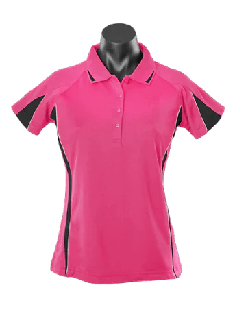 Aussie Pacific Eureka Ladies Polo Shirt 2304 Casual Wear Aussie Pacific Hot Pink/Black/White 8 