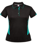 Aussie Pacific Ladies Tasman Polo Shirt 2311 Casual Wear Aussie Pacific Black/Teal 6 