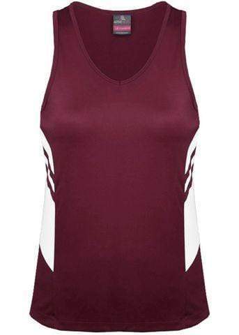 Aussie Pacific Ladies Tasman Singlet 2111 Casual Wear Aussie Pacific Maroon/White 4 