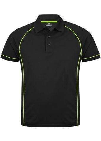 Aussie Pacific Men's Endeavour Work Polo Shirt 1310 Casual Wear Aussie Pacific Black/Fluro Green S 