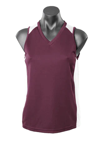 Aussie Pacific Premier Ladies Singlet 2101 Casual Wear Aussie Pacific Burgundy/White 8 