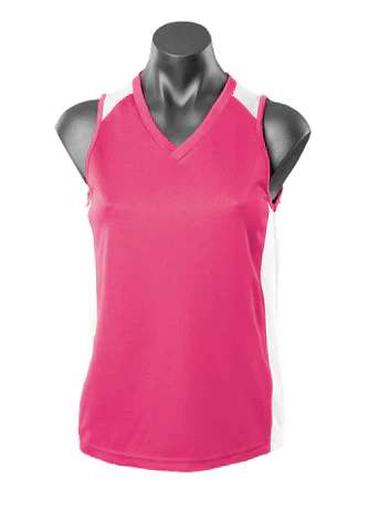 Aussie Pacific Premier Ladies Singlet 2101 Casual Wear Aussie Pacific Hot Pink/White 8 