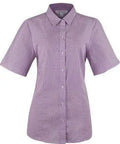 Aussie Pacific Ladies Toorak Short Sleeve Shirt 2901S Corporate Wear Aussie Pacific Purple/White 4 