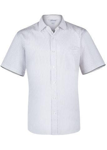 Aussie Pacific Men's Bayview Short Sleeve Shirt 1906S Corporate Wear Aussie Pacific White/Silver XXS 