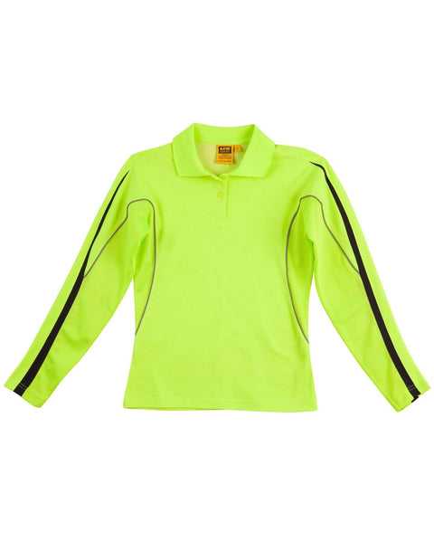 Australian Industrial Wear Work Wear Yellow/Navy / 8 HI-VIS LEGEND LONG SLEEVE POLO Ladies SW34A