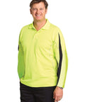 Australian Industrial Wear Work Wear Fluoro Yellow/Navy / S HI-VIS LEGEND LONG SLEEVE POLO Men's SW33A