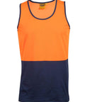 Hi-vis Safety Singlet SW15 Work Wear Australian Industrial Wear S Fluoro Orange/Navy 