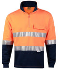 Hi-vis Two Tone Cotton Fleece Sweat SW48 Work Wear Australian Industrial Wear S Fluoro Orange/Navy 