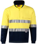 Hi-vis Two Tone Cotton Fleece Sweat SW48 Work Wear Australian Industrial Wear S Fluoro Yellow/Navy 