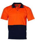 High Visibility Cooldry Short Sleeve Polo SW01CD Work Wear Australian Industrial Wear S Fluoro Orange/Navy 