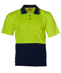 High Visibility Cooldry Short Sleeve Polo SW01CD Work Wear Australian Industrial Wear S Fluoro Yellow/Navy 