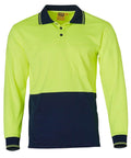 High Visibility Long Sleeve Polo SW05TD Work Wear Australian Industrial Wear Fluoro Yellow/Navy S 