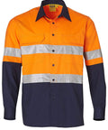 Long Sleeve Safety Shirt SW69 Work Wear Australian Industrial Wear 2XS Orange/Navy 