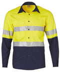 Long Sleeve Safety Shirt SW69 Work Wear Australian Industrial Wear 2XS Yellow/Navy 