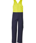 Men's Overall Stout Size SW202 Work Wear Australian Industrial Wear 87S Fluoro Yellow/Navy 