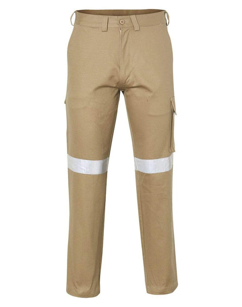 Pre-shrunk Drill Pants With 3m Tapes Stout Size WP08HV Work Wear Australian Industrial Wear 87S Khaki (Single Reflective Tape) 