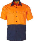 Australian Industrial Wear Work Wear Fluoro Orange/Navy / S SHORT SLEEVE SAFETY SHIRT SW57