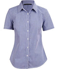 BENCHMARK Ladies’ Two Tone Gingham Short Sleeve Shirt M8320S Corporate Wear Benchmark Black/White/Navy 6 