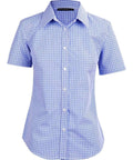 BENCHMARK Ladies’ Two Tone Gingham Short Sleeve Shirt M8320S Corporate Wear Benchmark Navy/White/Skyblue 6 