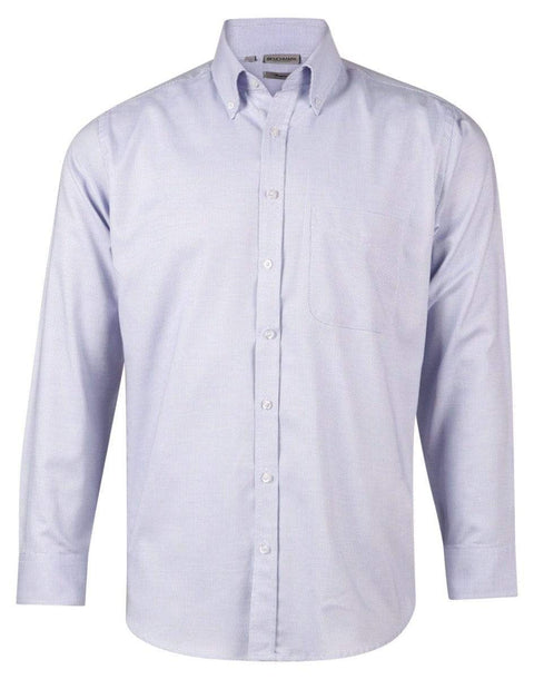 BENCHMARK Men's Dot Contrast Long Sleeve Shirt M7922 Corporate Wear Benchmark White/Blue Dot 38 